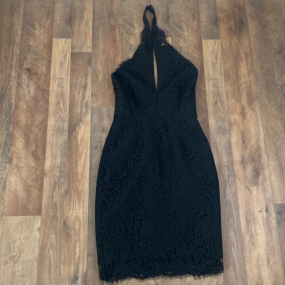 Keepsake The Label High Roads Black Lace Criss Cross Halter Backless Dress Sz S - Picture 6 of 16